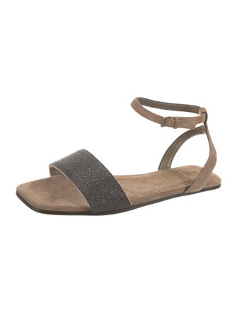 Brunello Cucinelli Suede Beaded Accents Sandals