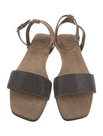 Brunello Cucinelli Suede Beaded Accents Sandals