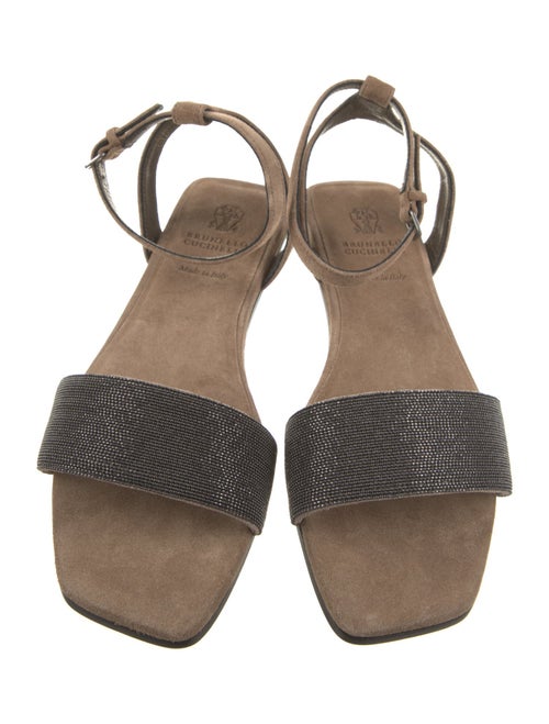 Brunello Cucinelli Suede Beaded Accents Sandals