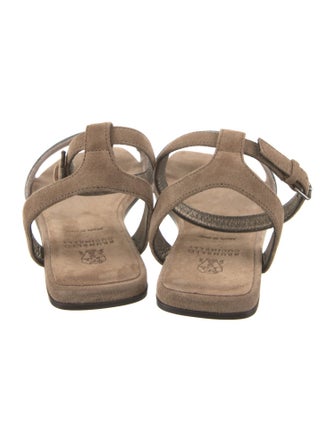 Brunello Cucinelli Suede Beaded Accents Sandals