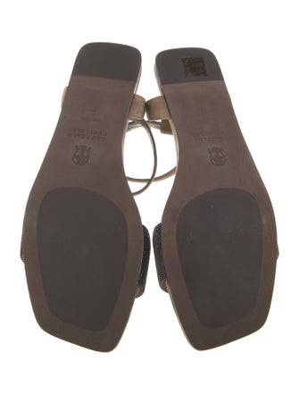 Brunello Cucinelli Suede Beaded Accents Sandals