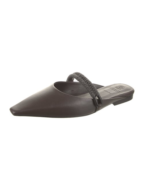 Brunello Cucinelli Leather Beaded Accents Mules