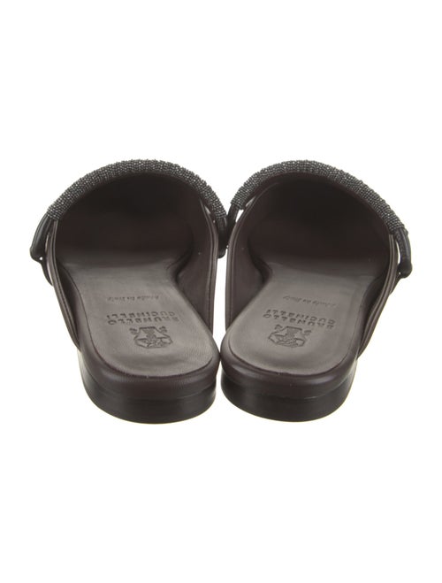 Brunello Cucinelli Leather Beaded Accents Mules