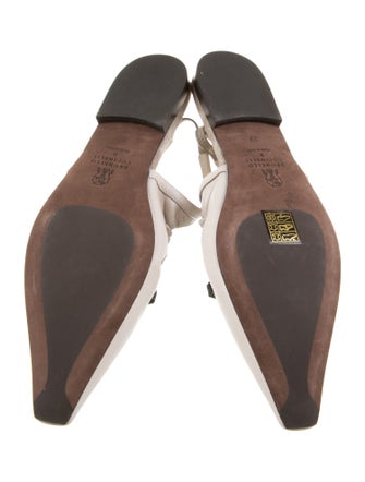Brunello Cucinelli Leather Beaded Accents Slingback Flats
