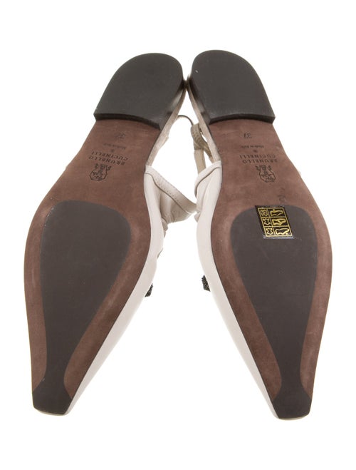 Brunello Cucinelli Leather Beaded Accents Slingback Flats