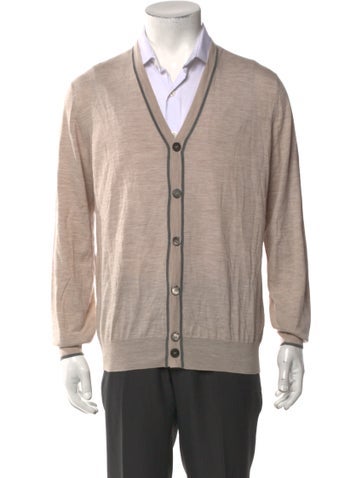 Brunello Cucinelli Sweaters Virgin Wool Striped Cardigan M