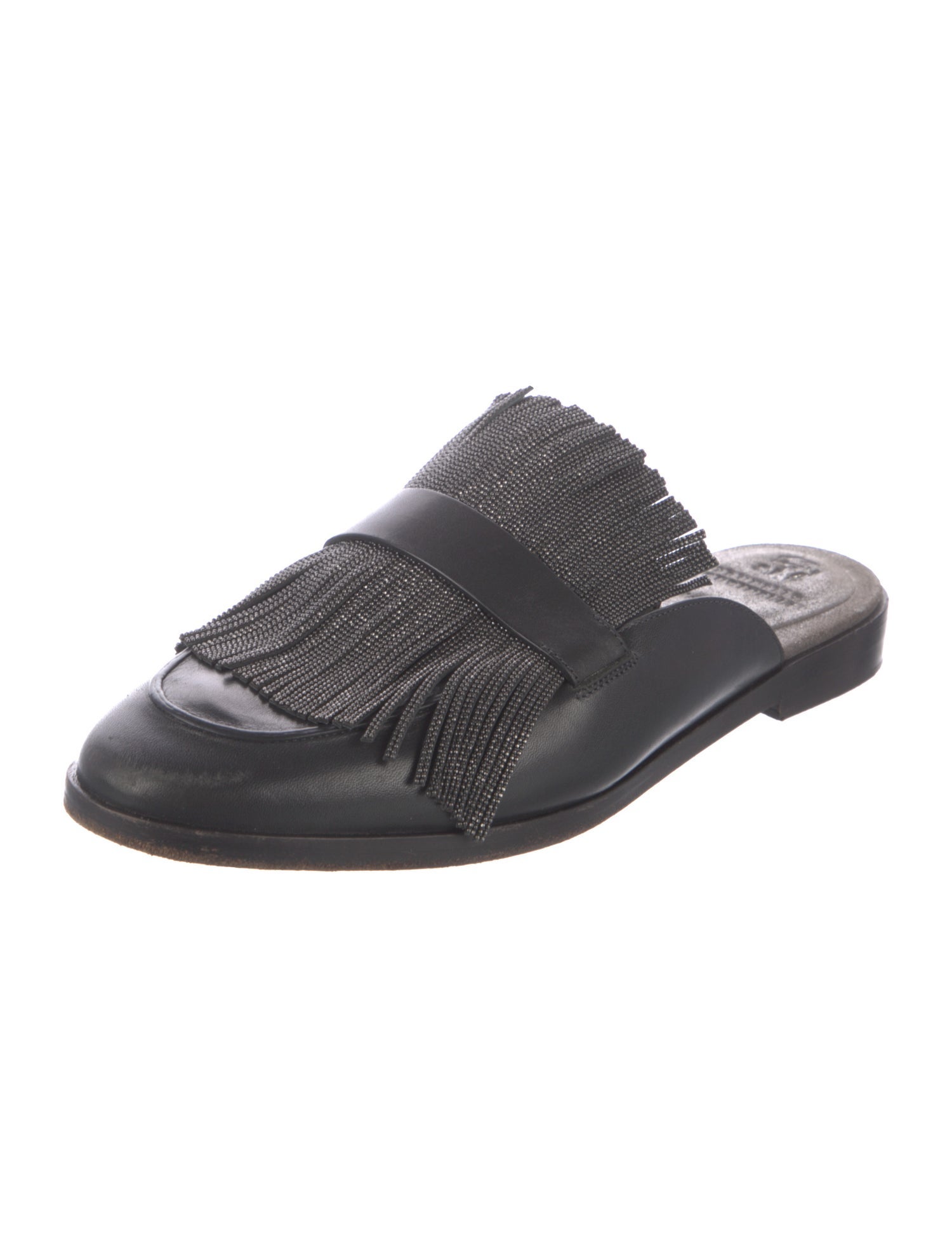 Brunello Cucinelli Monili Leather Mules