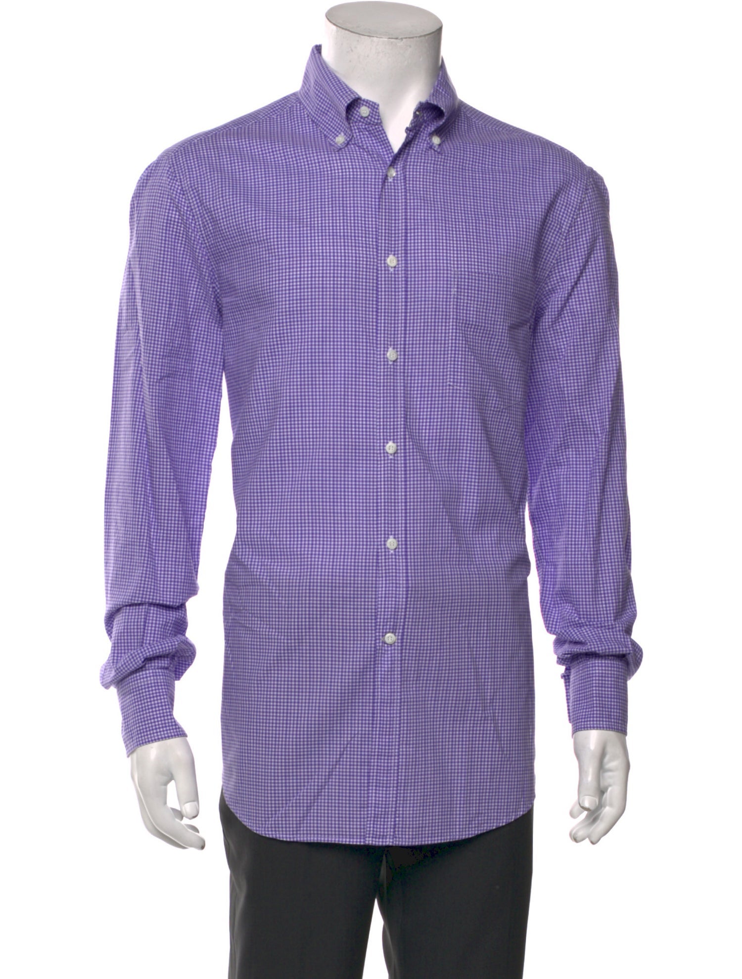 Brunello Cucinelli Plaid Print Long Sleeve Dress Shirt