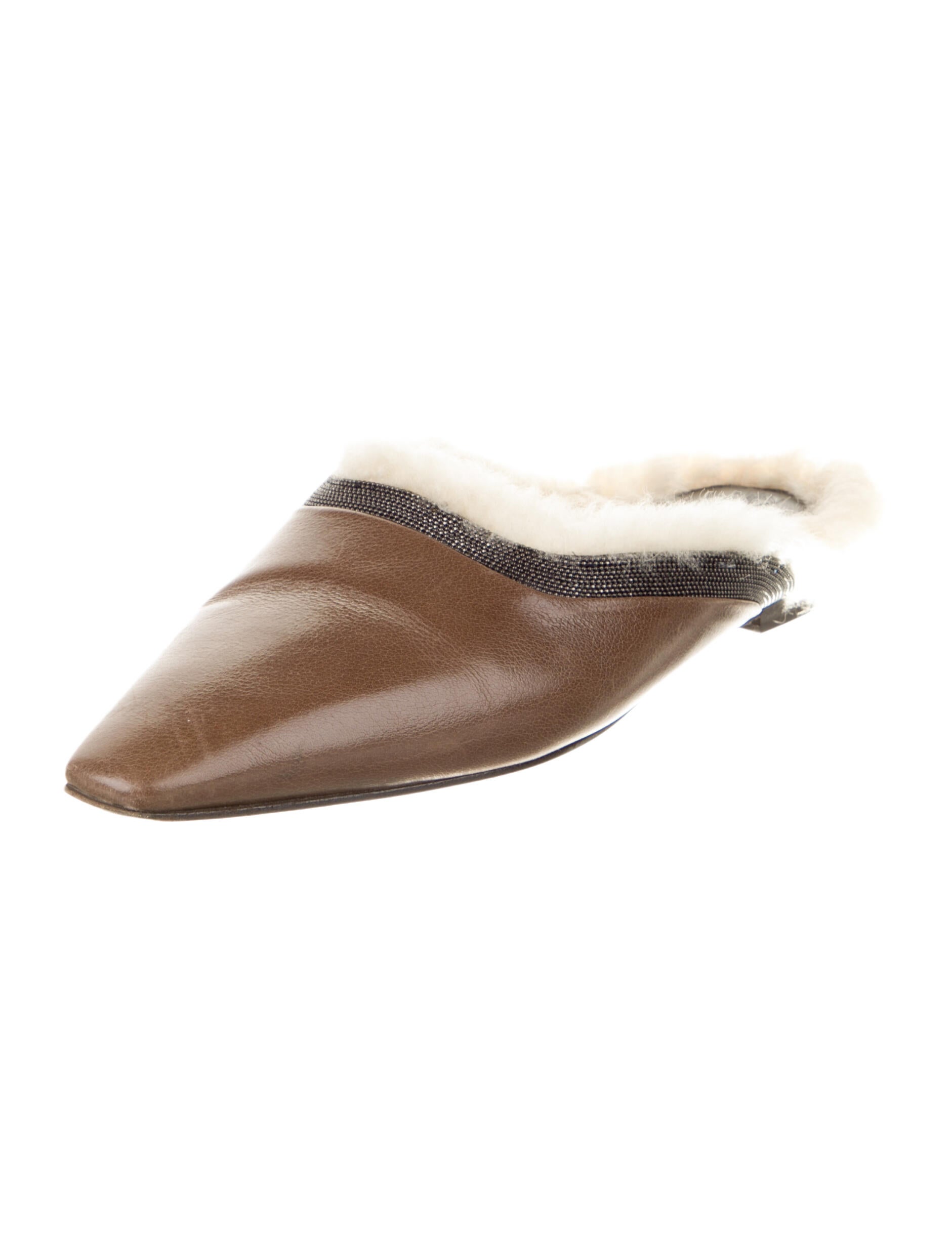 Brunello Cucinelli Monili Leather Mules