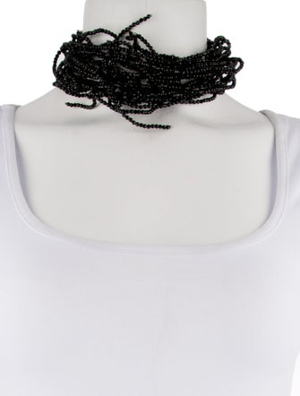 Brunello Cucinelli Beaded Leather Choker Necklace