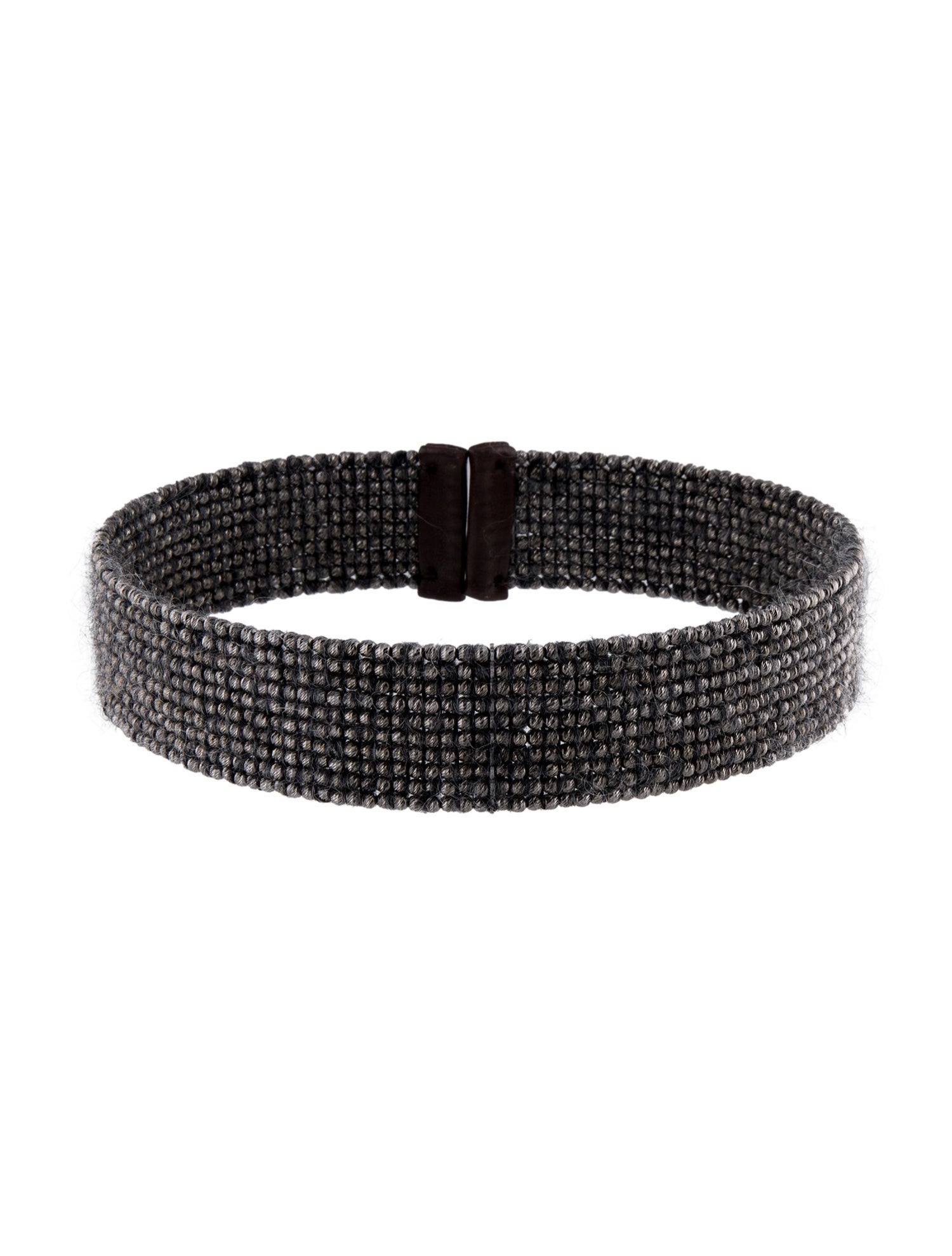 Brunello Cucinelli Beaded Leather & Mohair Choker Necklace