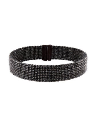 Brunello Cucinelli Beaded Leather & Mohair Choker Necklace