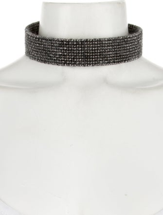 Brunello Cucinelli Beaded Leather & Mohair Choker Necklace