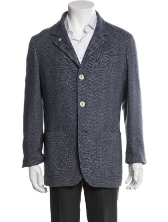 Brunello Cucinelli Merino Wool Striped Peacoat