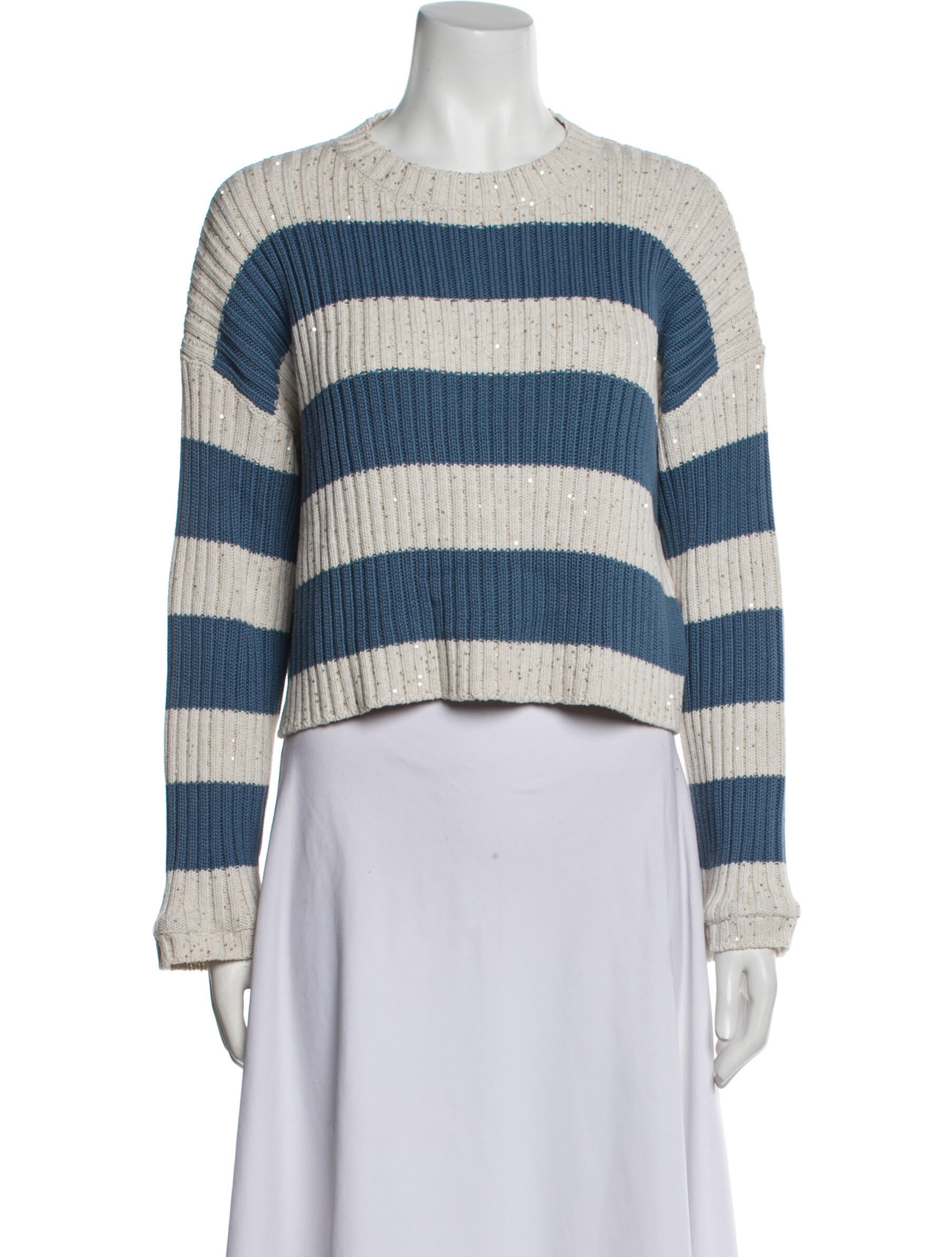 Brunello Cucinelli Striped Crew Neck Sweater