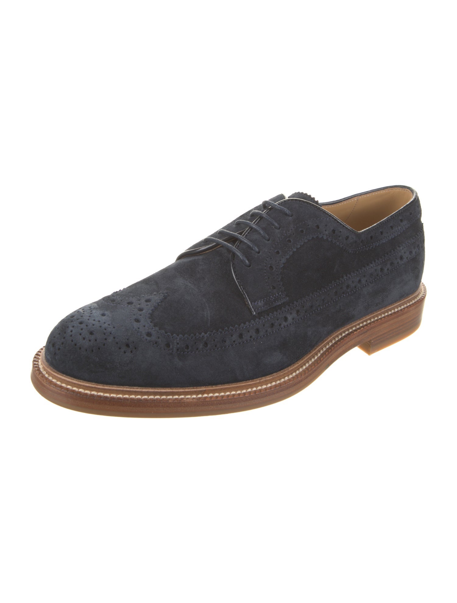 Brunello Cucinelli Suede Lasercut Accents Brogues