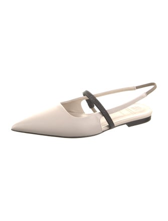 Brunello Cucinelli Monili Leather Slingback Flats