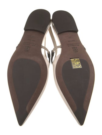 Brunello Cucinelli Monili Leather Slingback Flats