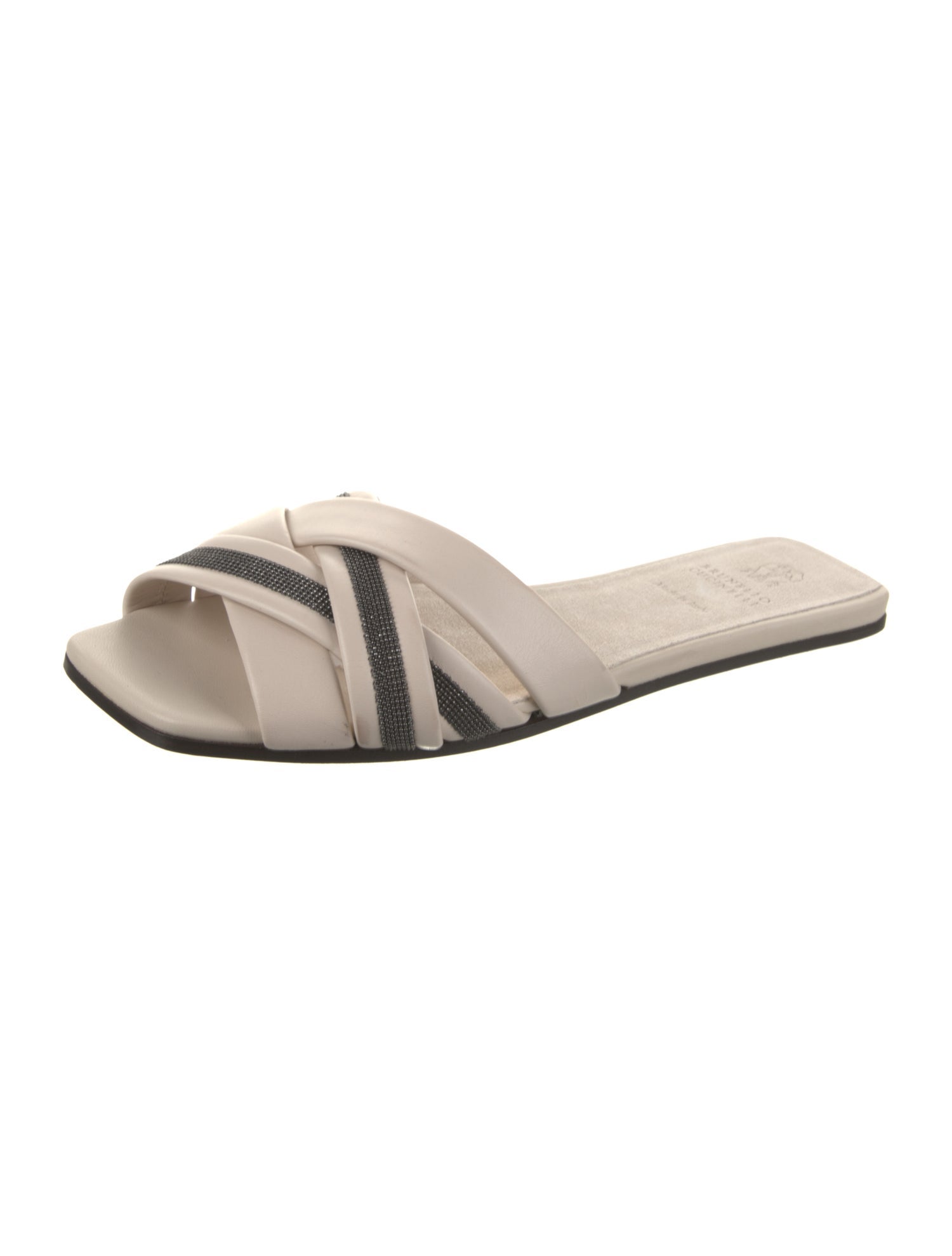 Brunello Cucinelli Monili Leather Slides