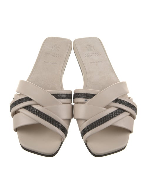 Brunello Cucinelli Monili Leather Slides