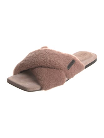 Brunello Cucinelli Monili Shearling Slides
