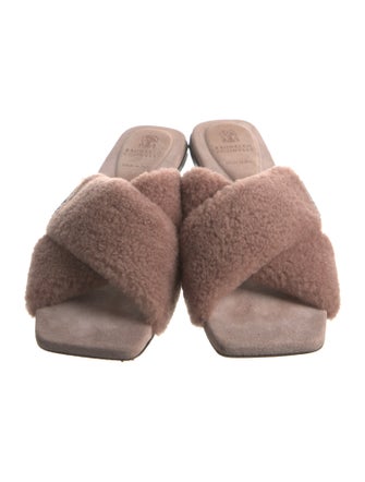 Brunello Cucinelli Monili Shearling Slides