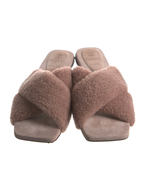 Brunello Cucinelli Monili Shearling Slides