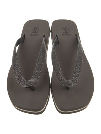 Brunello Cucinelli Monili Rubber Flip Flops