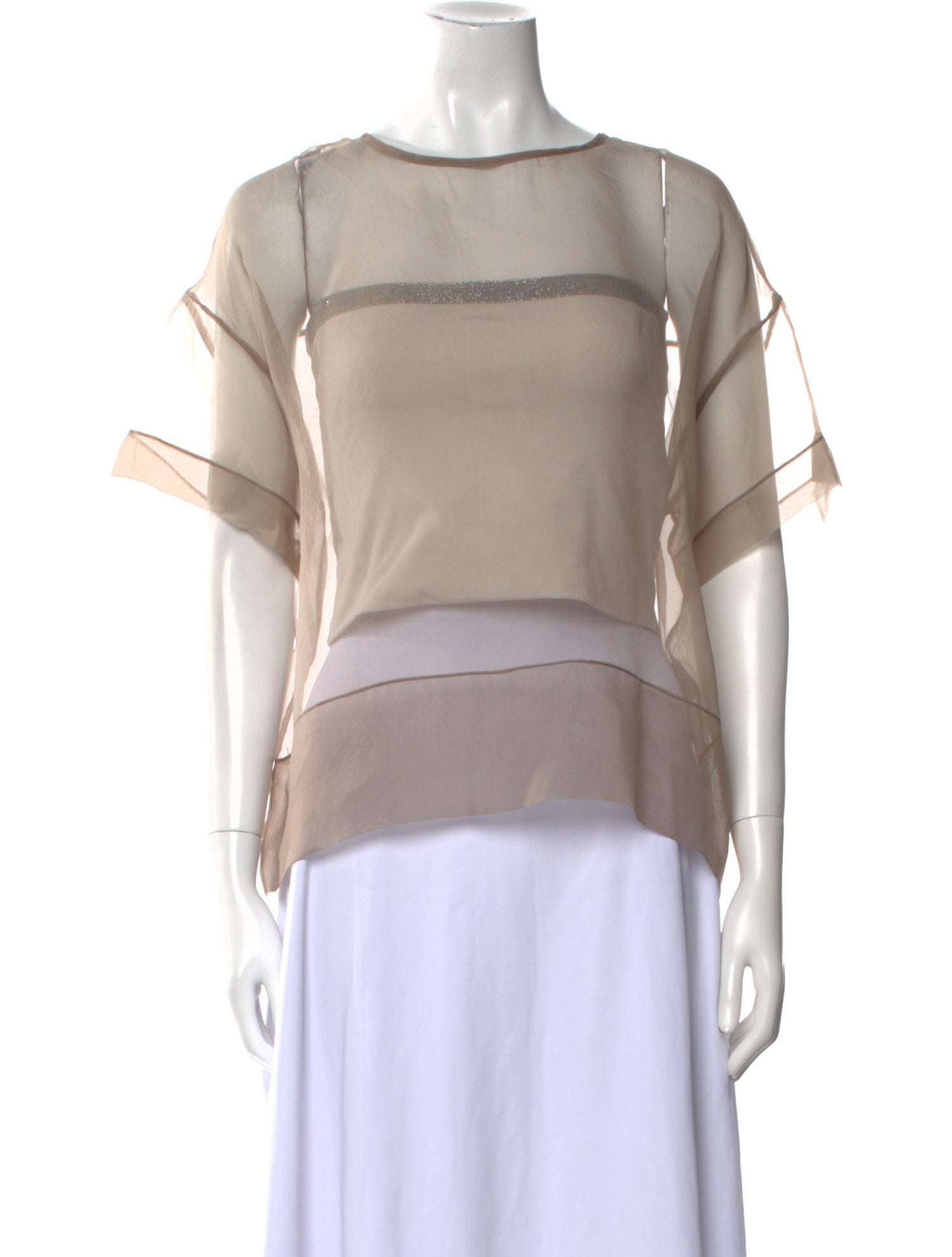 Brunello Cucinelli Silk Bateau Neckline Blouse w/ Tags