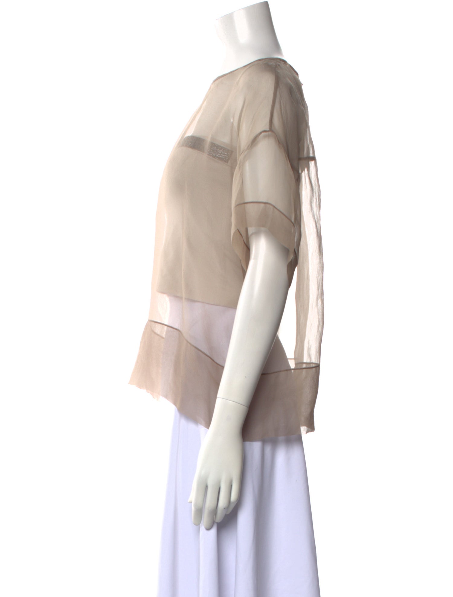 Brunello Cucinelli Silk Bateau Neckline Blouse w/ Tags