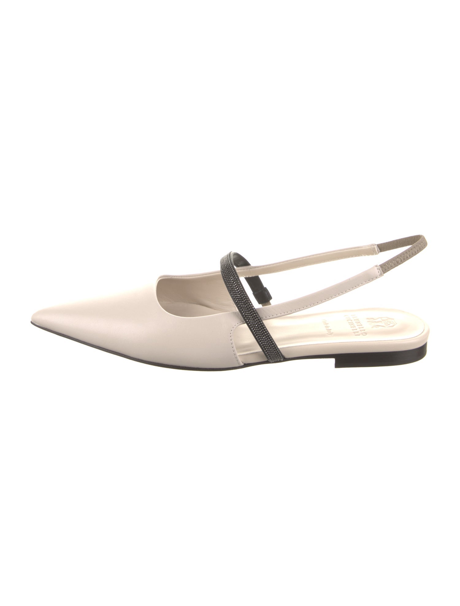 Brunello Cucinelli Monili Leather Slingback Flats
