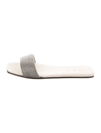 Brunello Cucinelli Monili Leather Slides