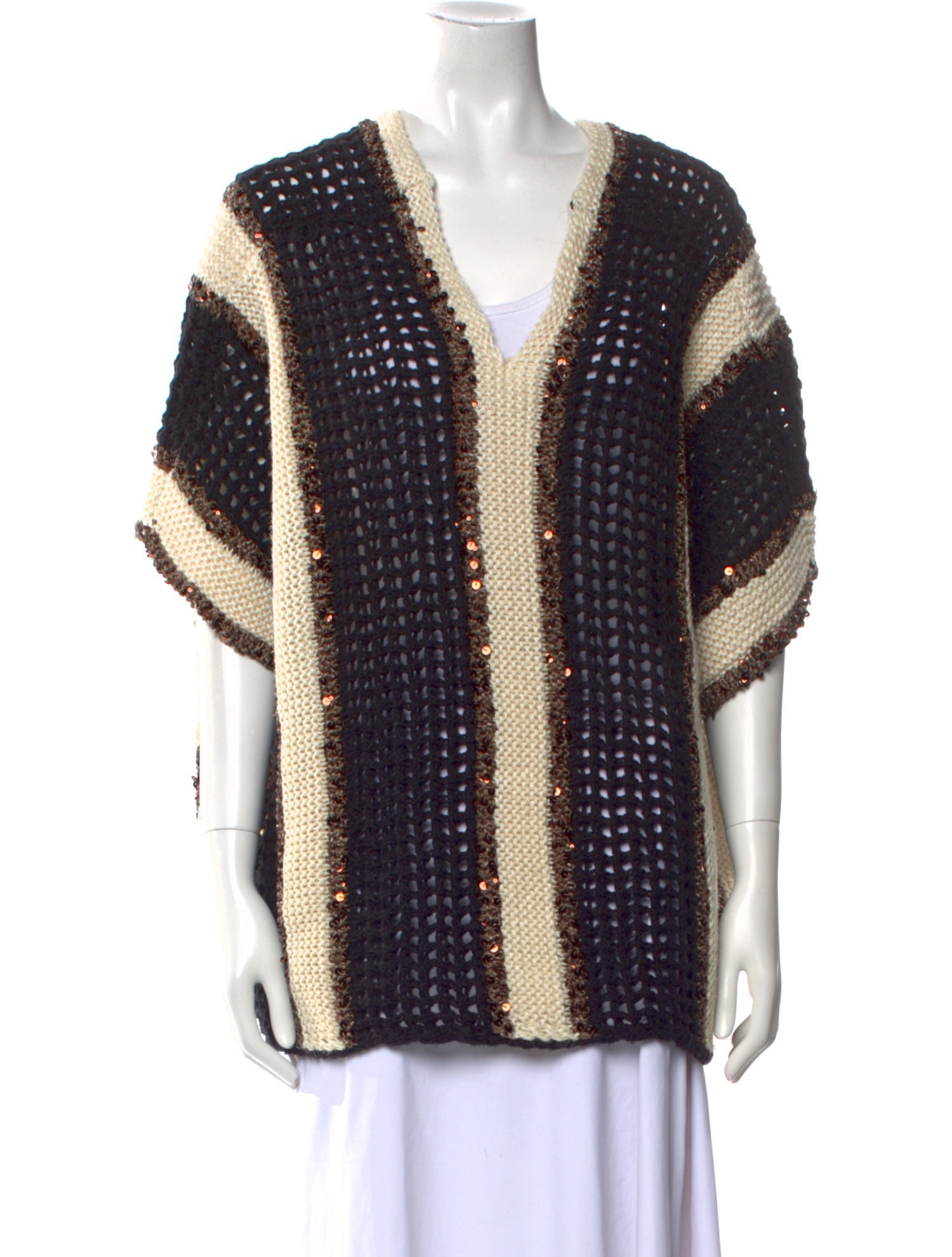 Brunello Cucinelli Printed V-Neck Sweater w/ Tags