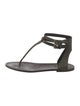 Brunello Cucinelli Leather T-Strap Sandals