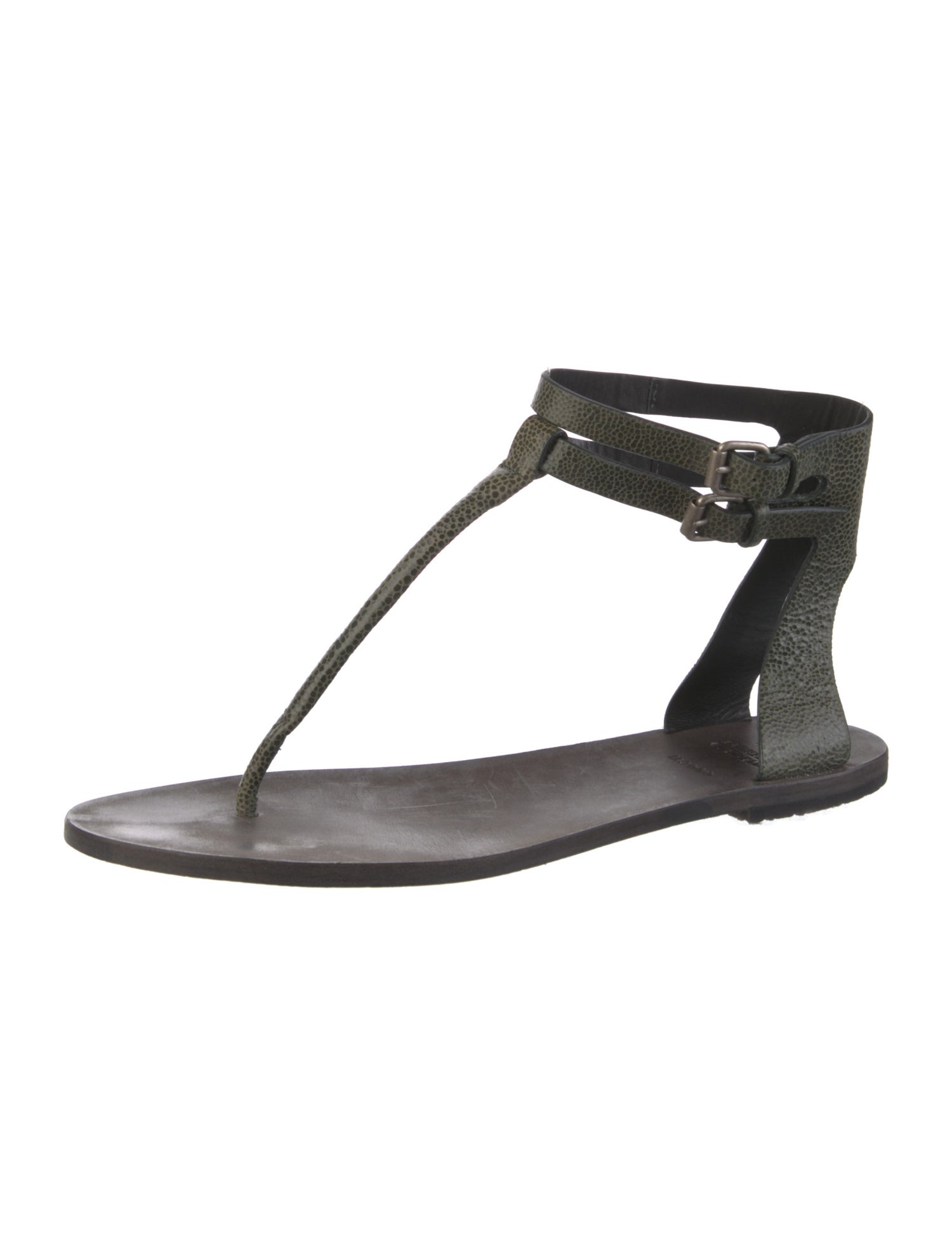 Brunello Cucinelli Leather T-Strap Sandals