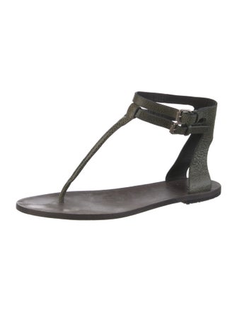 Brunello Cucinelli Leather T-Strap Sandals