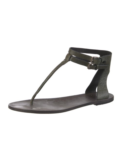 Brunello Cucinelli Leather T-Strap Sandals