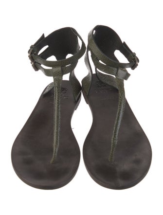 Brunello Cucinelli Leather T-Strap Sandals