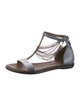Brunello Cucinelli Monili Suede T-Strap Sandals