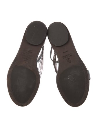 Brunello Cucinelli Monili Suede T-Strap Sandals