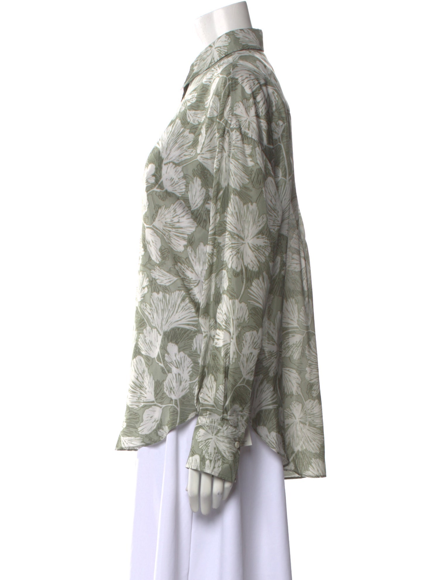 Brunello Cucinelli Printed Long Sleeve Button-Up Top w/ Tags