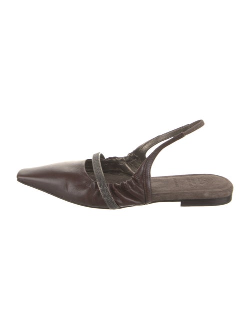 Brunello Cucinelli Monili Leather Slingback Flats