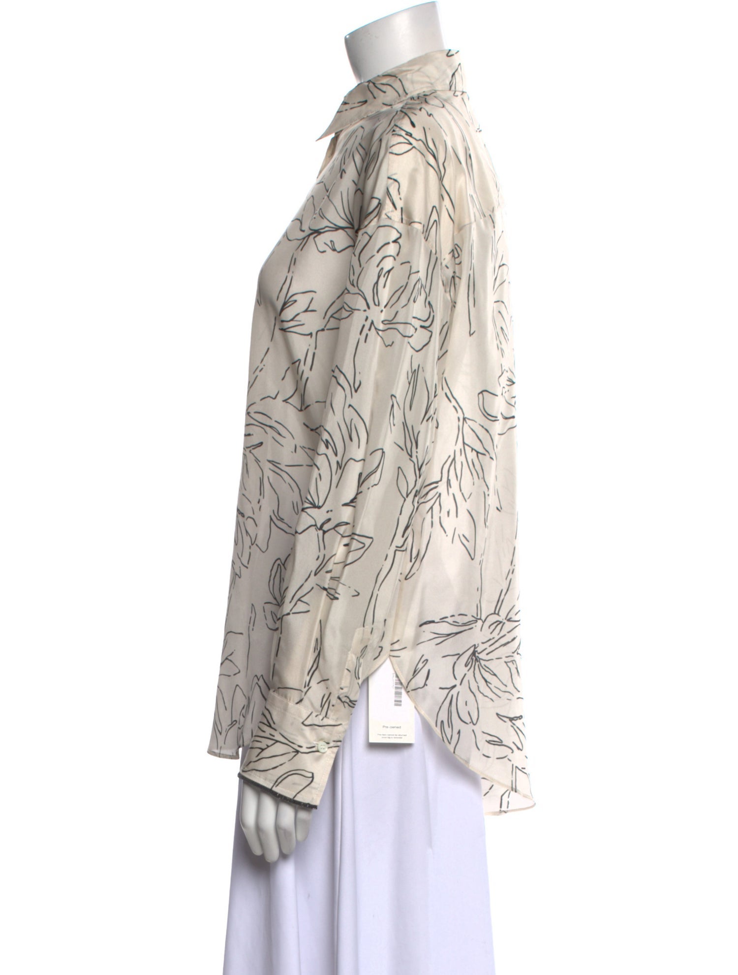 Brunello Cucinelli Printed Mock Neck Button-Up Top w/ Tags