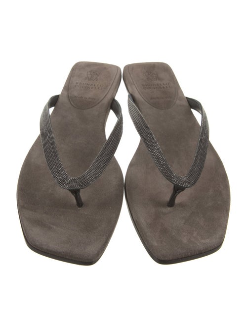 Brunello Cucinelli Monili Suede Flip Flops
