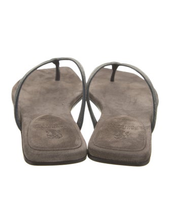 Brunello Cucinelli Monili Suede Flip Flops