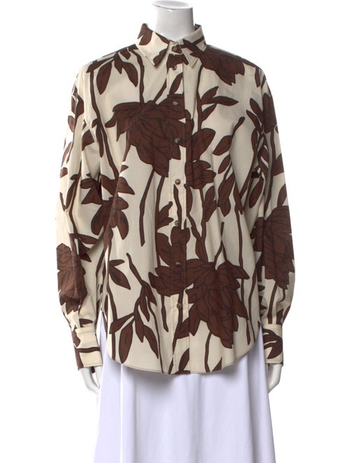 Brunello Cucinelli Printed Long Sleeve Button-Up Top