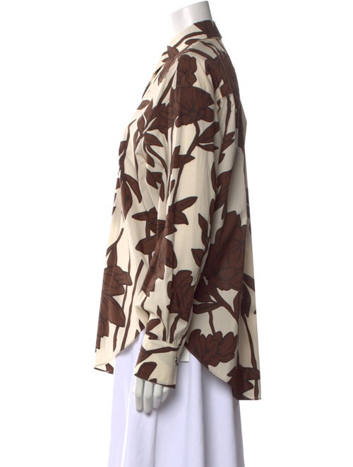 Brunello Cucinelli Printed Long Sleeve Button-Up Top