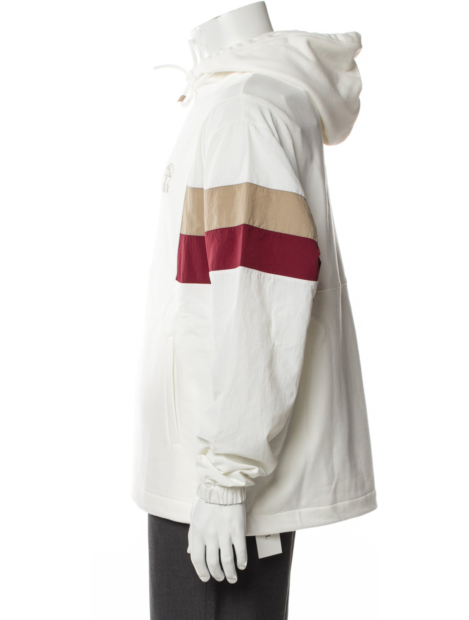 Brunello Cucinelli Colorblock Pattern Mock Neck Hoodie