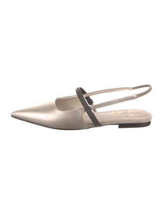 Brunello Cucinelli Monili Leather Slingback Flats