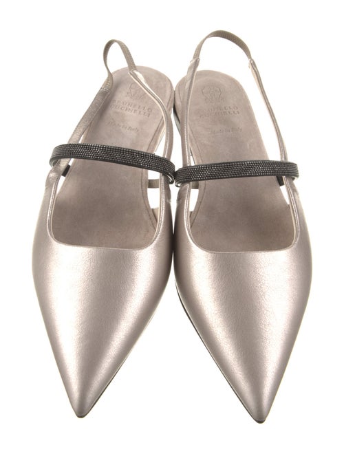 Brunello Cucinelli Monili Leather Slingback Flats